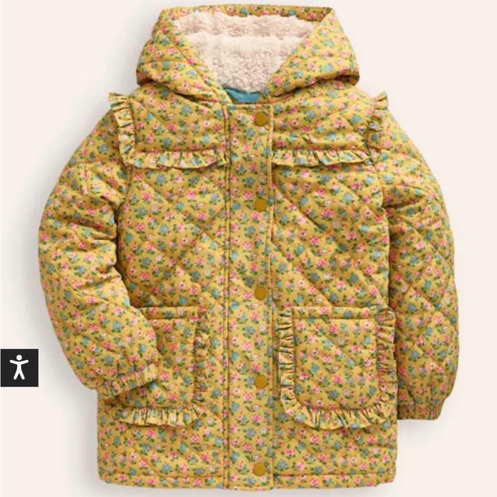 Mini Boden Quilted Coat 💛🌺